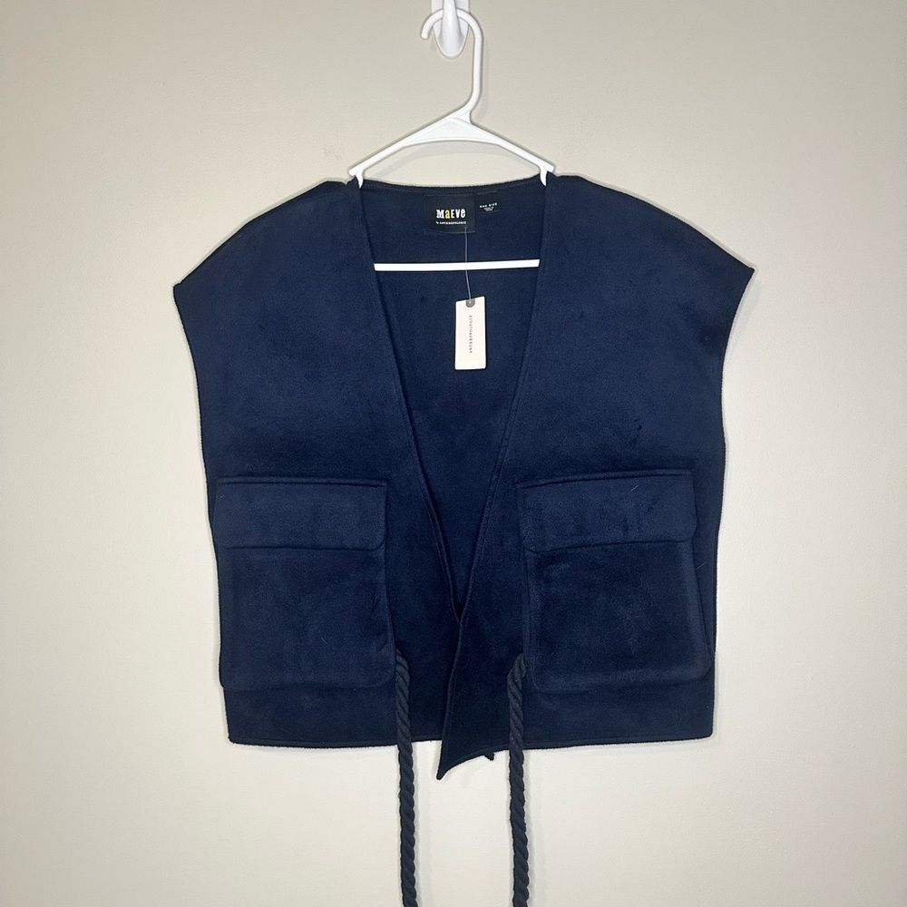 Maeve | navy blue vest one size with rope braid